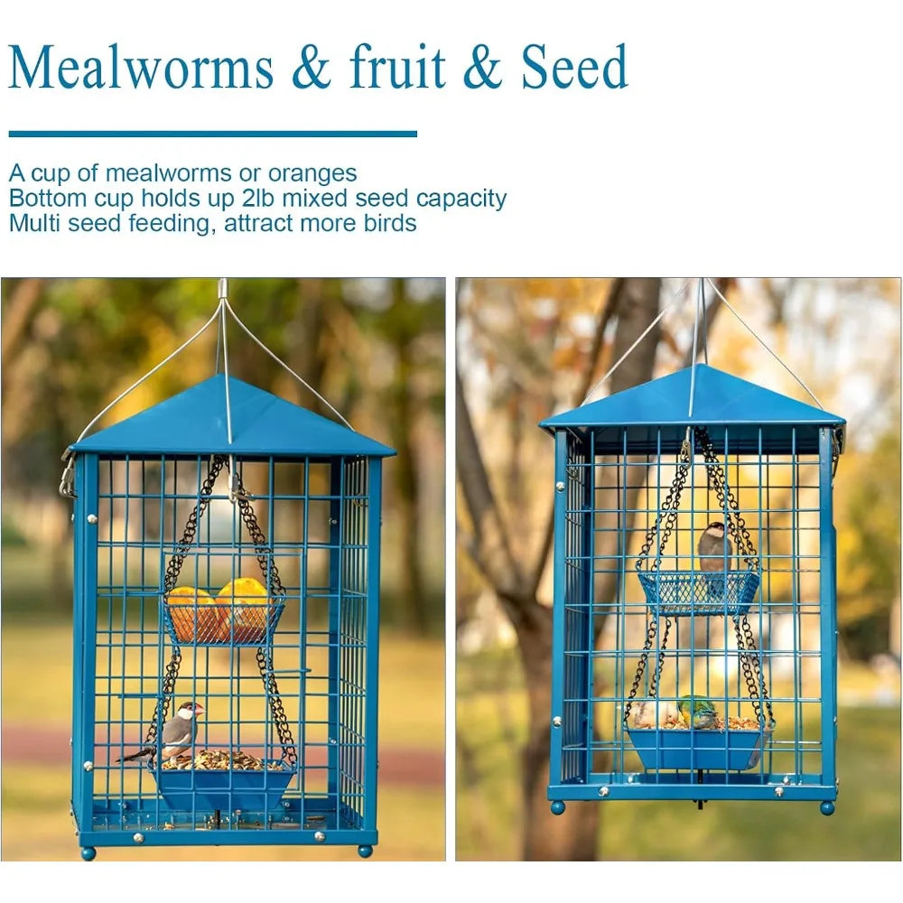 NONEM Mealworms Bird Feeder For Bluebirds Outdoor Hanging Cage