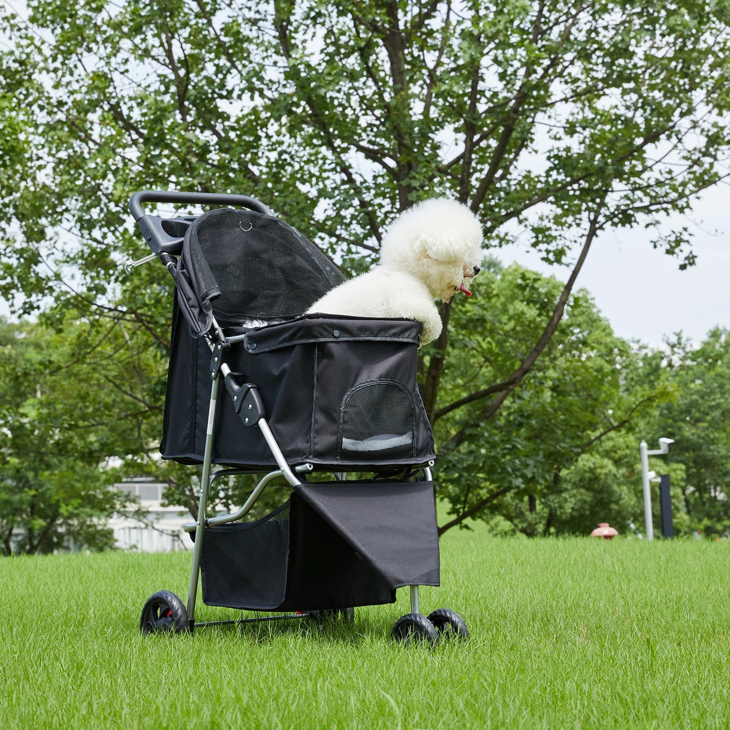 Three Wheel Foldable Pet Stroller For Small Dogs And Cats