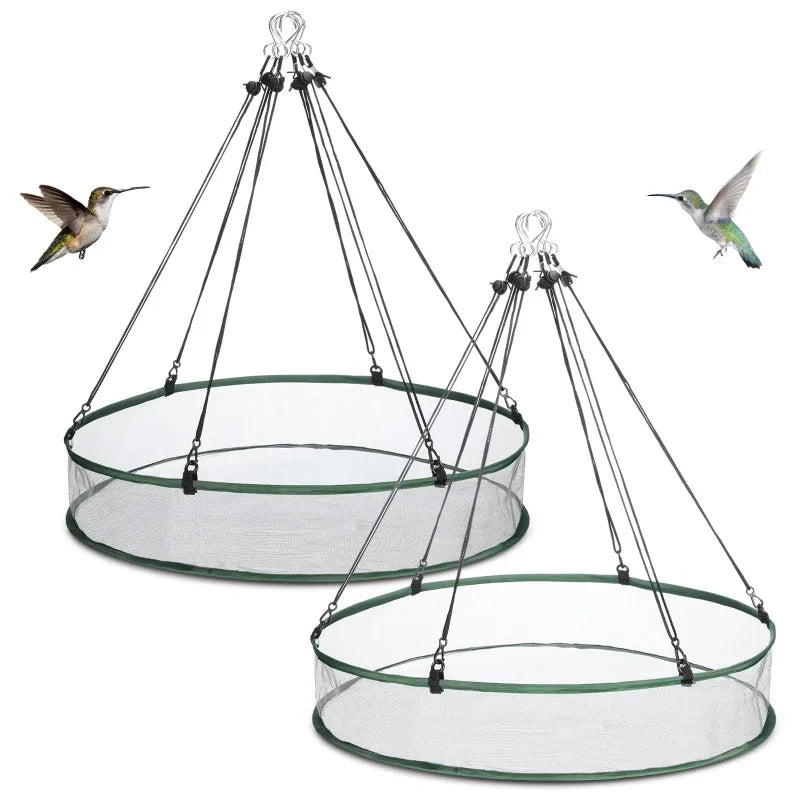 Folding Mesh Bird Trap Tray for Outdoor Feeding and Hanging