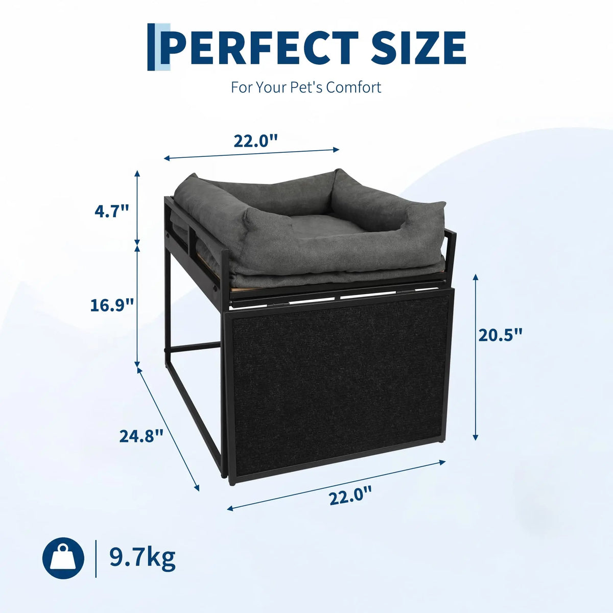 Elevated Dog Bed Platform With Non Slip Ramp And Bolster
