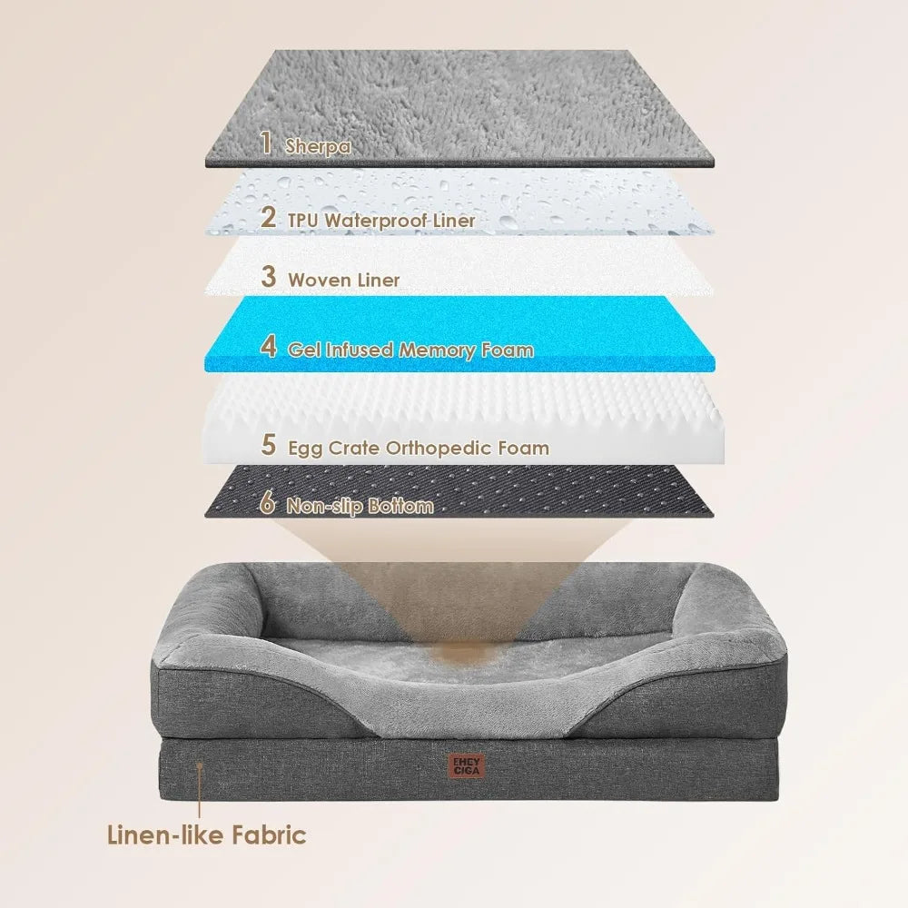 Orthopedic Memory Foam Dog Bed With Waterproof Liner