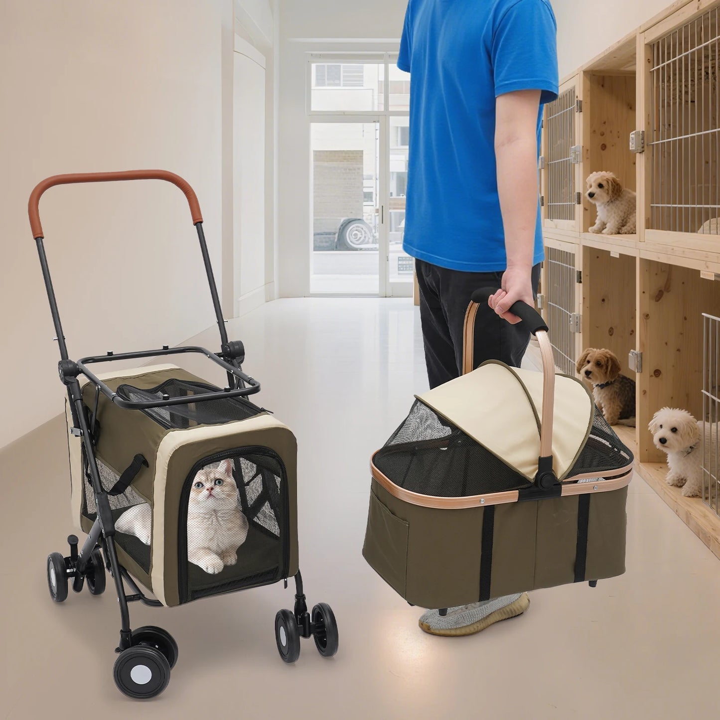 Multifunctional Pet Stroller With Carriers For Small And Medium Dogs