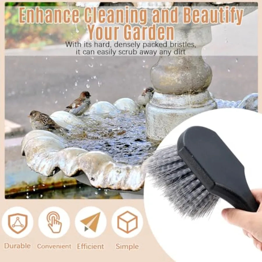 Durable Stiff Bristle Bird Bath Cleaning Brush With Plastic Handle