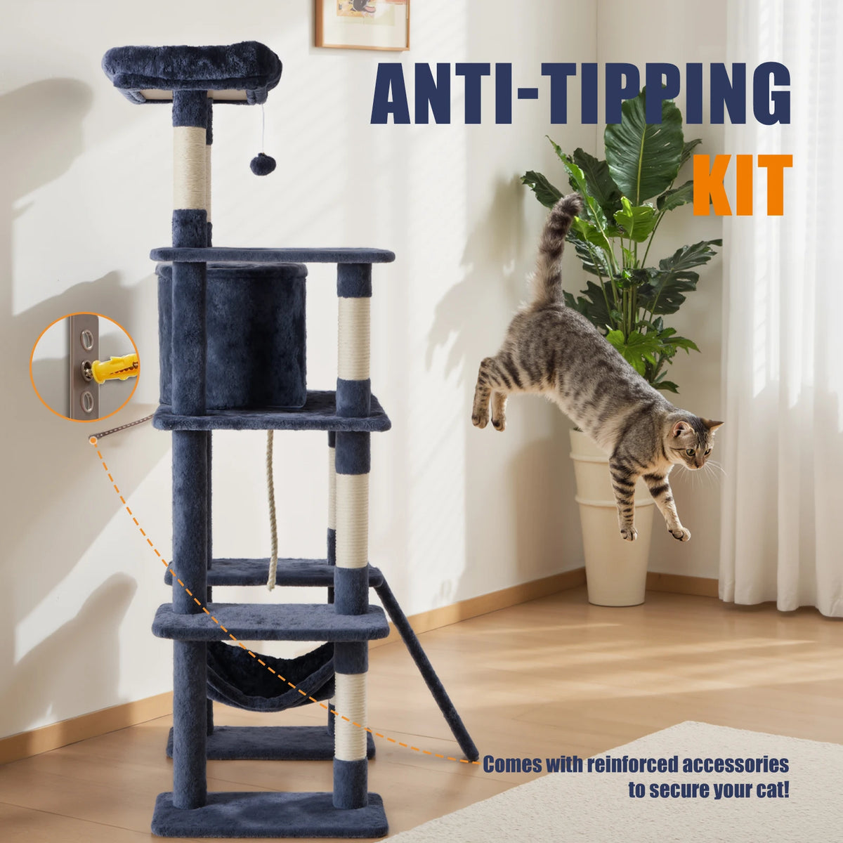 MCQ Cat Tree With Sisal Scratching Posts And Condo