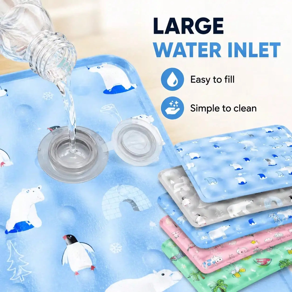 Water Filled Pet Cooling Mat With Breathable Cotton Surface
