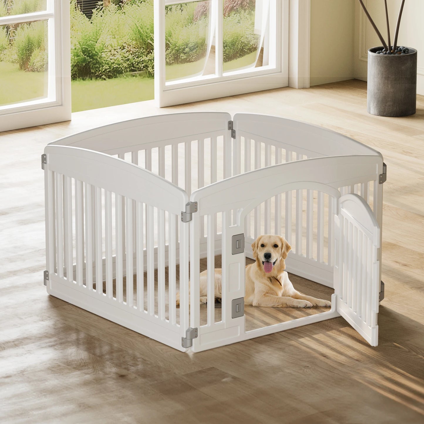 JHK Plastic Dog Playpen 6 Panel Portable Puppy Fence