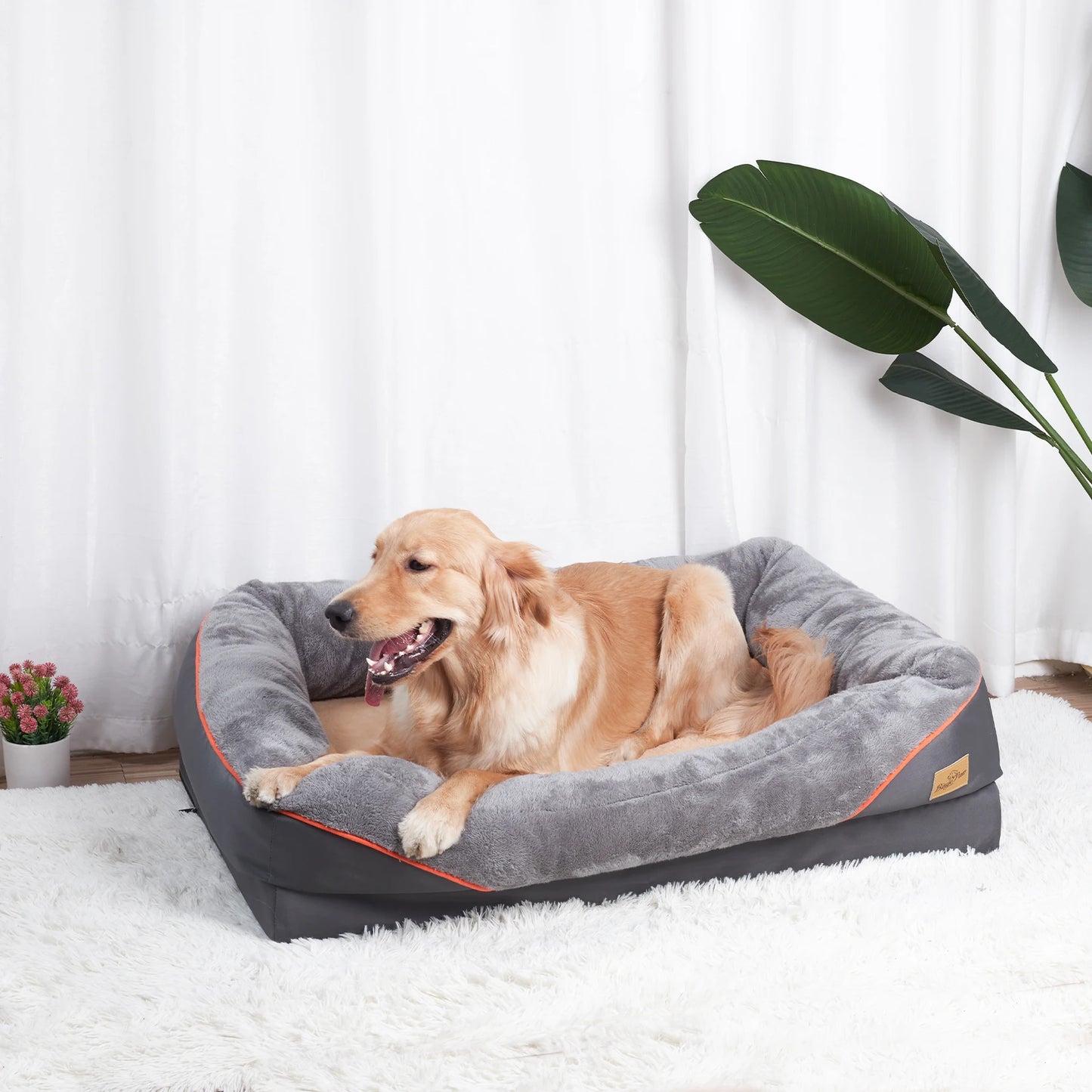 BINGOPAW Large Dog Bed Warm Fleece Anti Allergy Removable Cover