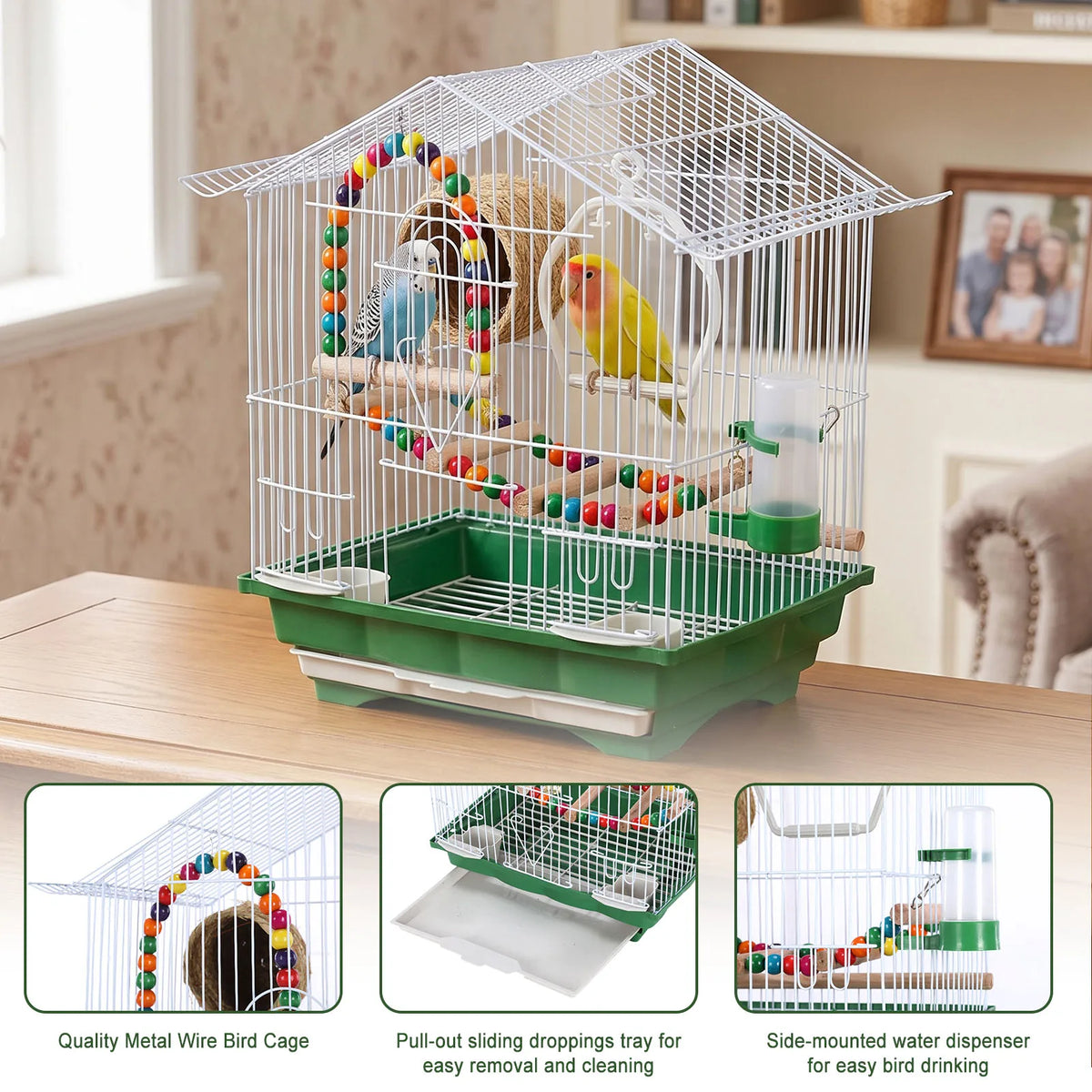 Metal Bird Travel Cage With Perch And Removable Cleaning Tray