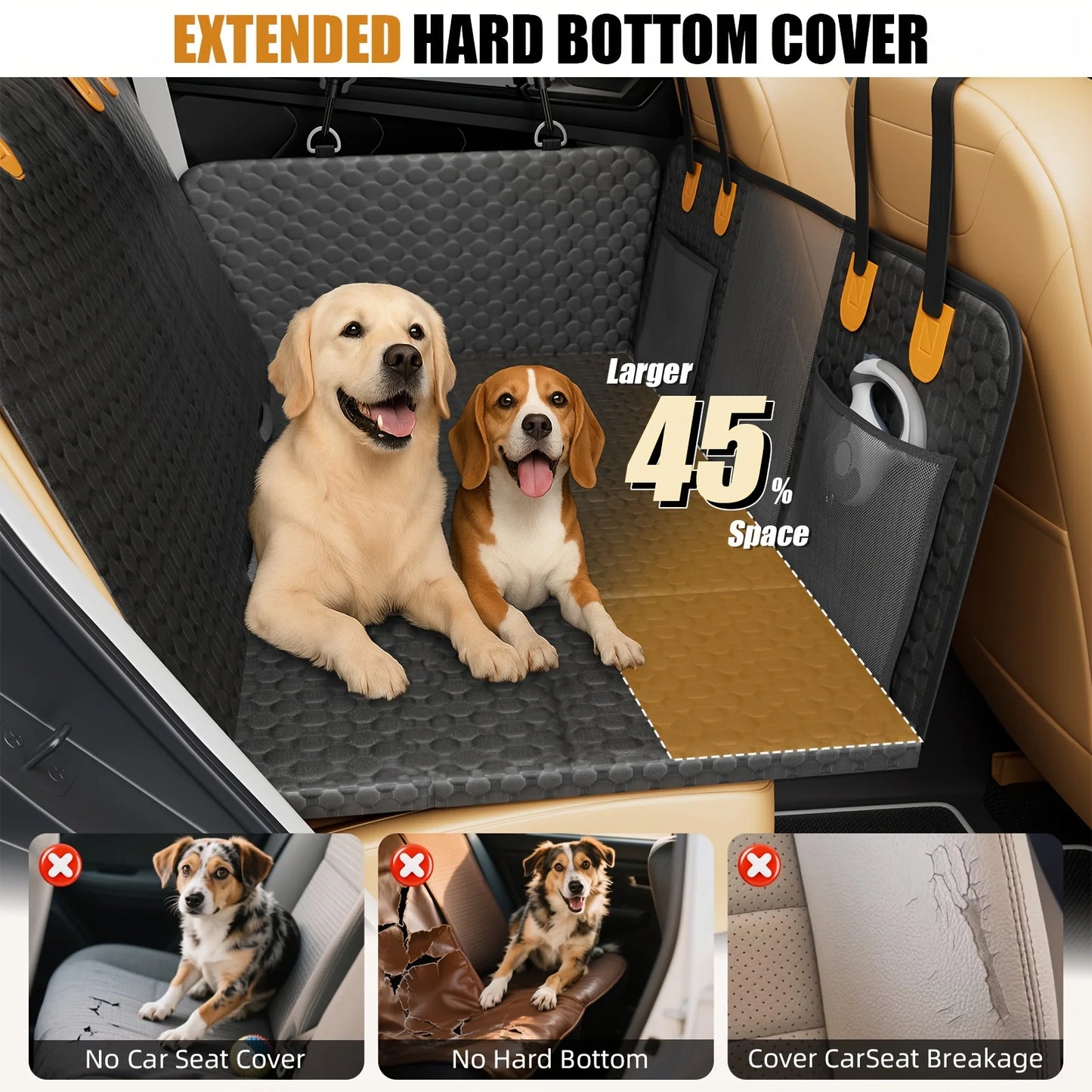 NONECN Dog Car Seat Cover Back Seat Extender Waterproof