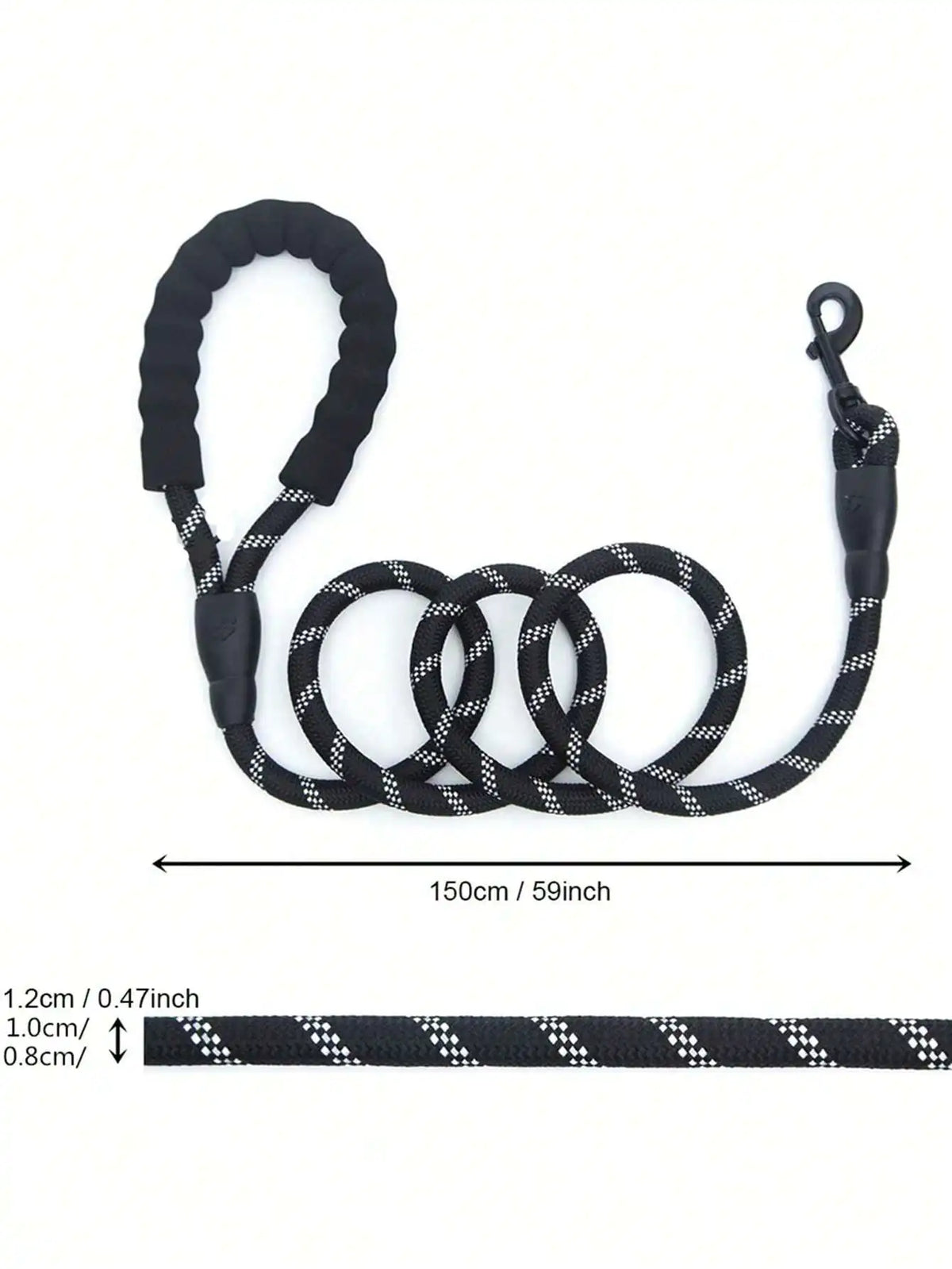 Sturdy Reflective Nylon Dog Leash With Comfortable Soft Foam Handle