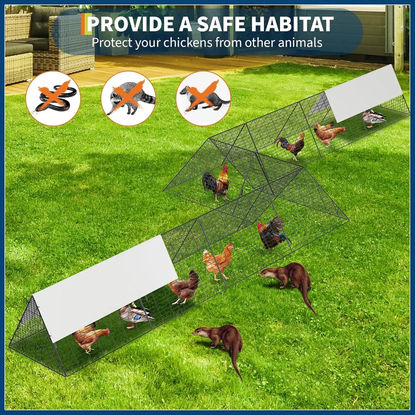 HiMISS Heavy Duty Metal Chicken Tunnel Outdoor Yard Weatherproof Cage