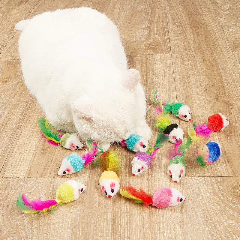 Pet Cat Toys Rabbit Fur False Mouse Feather Mouse Toy