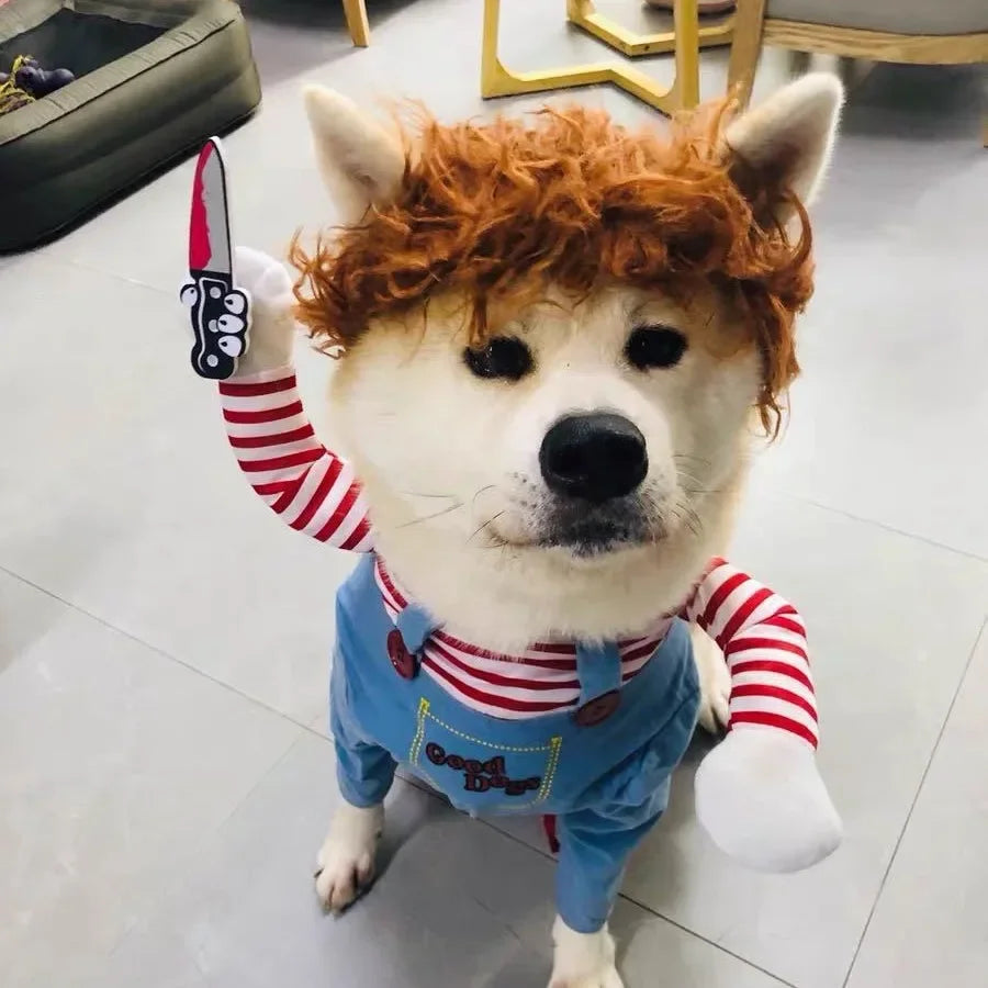 Halloween Chucky Doll Costume For Dogs And Cats Funny Outfit