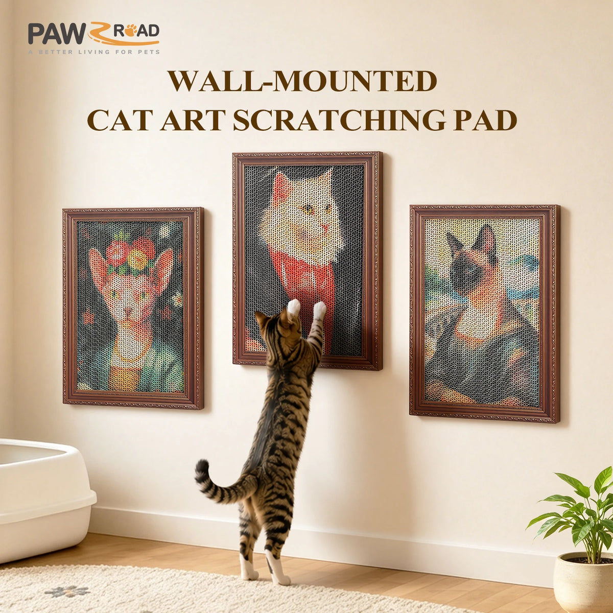 PAWZ Road Cardboard Cat Wall Scratcher Boards With Adhesive Strips