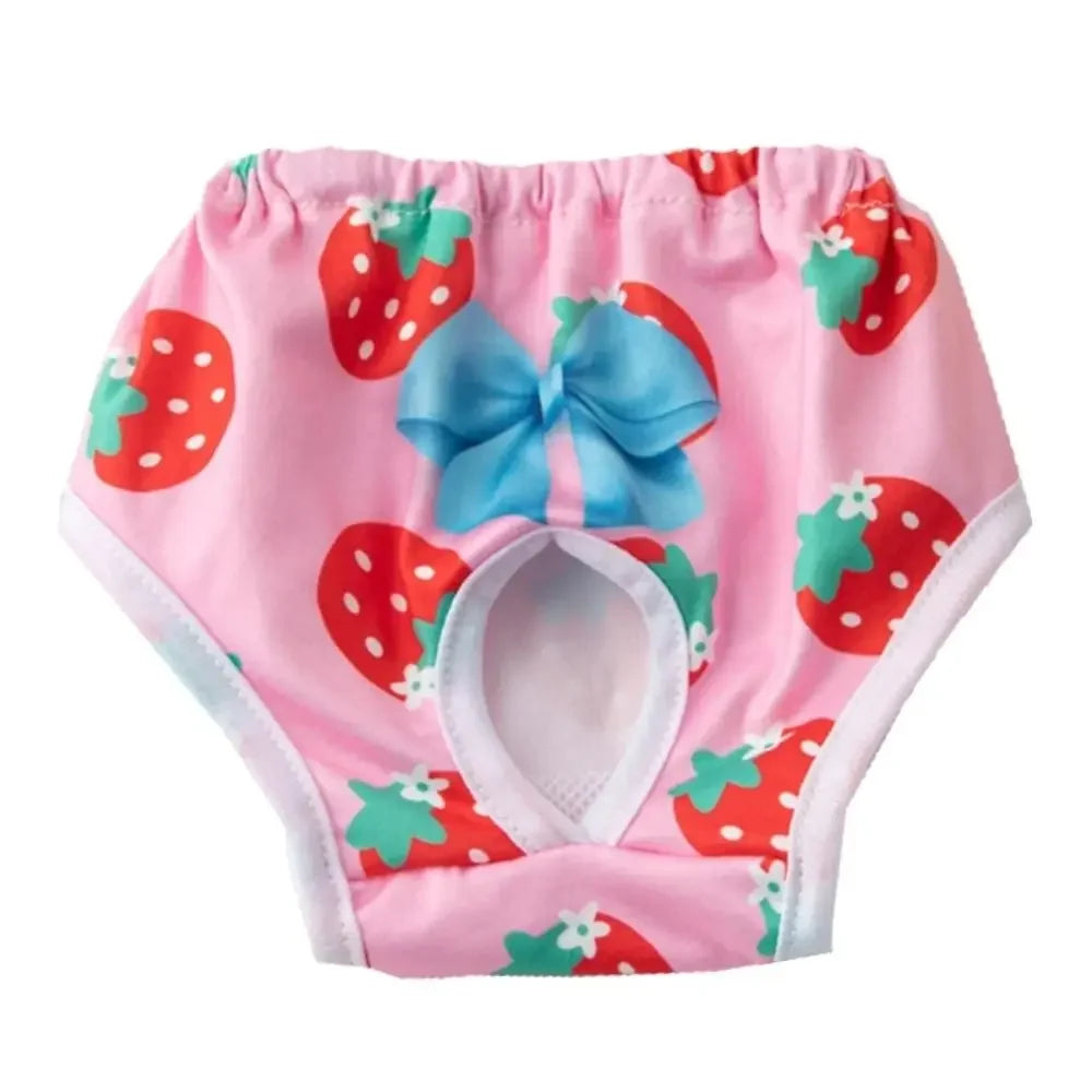 Washable Cartoon Print Dog Diaper Pants Leakproof Breathable