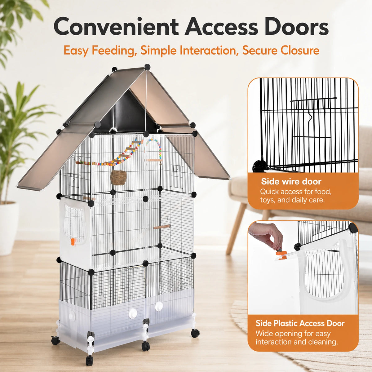 Large Bird Cage With Acrylic Door And Removable Tray