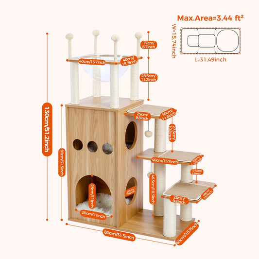 PAWZ Ro Multi-Level Cat Tree With Scratching Posts And Condo