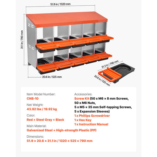 SucceBuy Chicken Nesting Boxes With Galvanized Steel And Plastic Roll Away