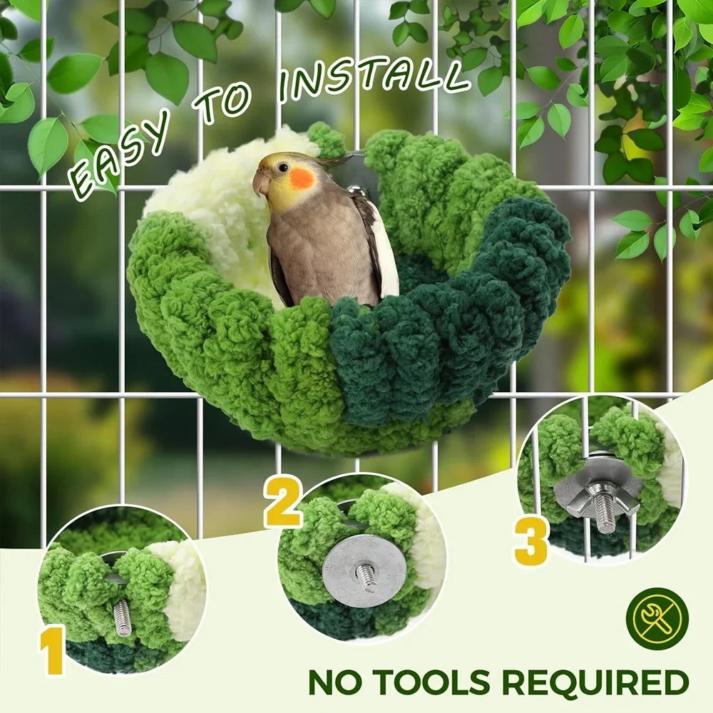NONECN Plush Bird Bed Nest For Small Animals Parrot Cage Accessories