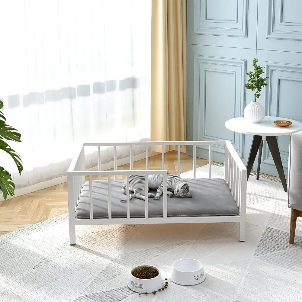 Elevated Dog Bed With Rails Metal Frame And Solid Wood