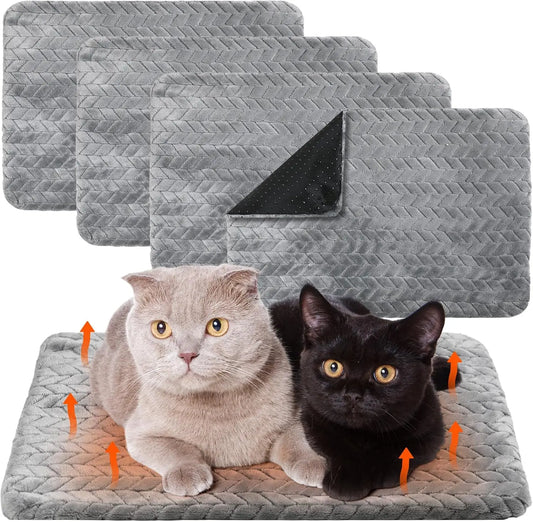 4-Pack Self-Heating Cat Pad For Indoor Outdoor Pets