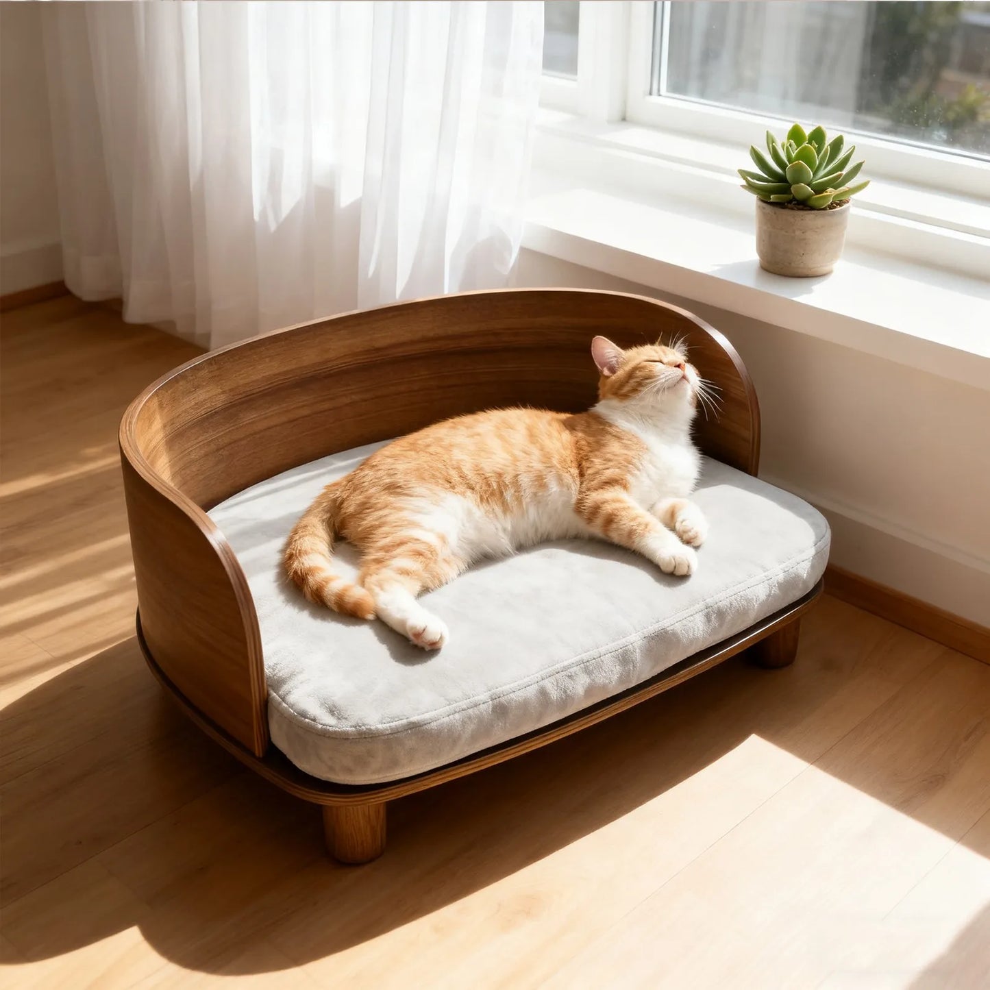 BORWART CN Elevated Wood Pet Sofa Bed With Cushion