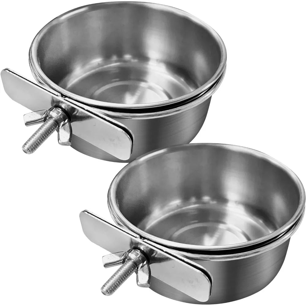 Bird Cage Feeder Cups 2 Pack Parrot Water Bowl Clamp