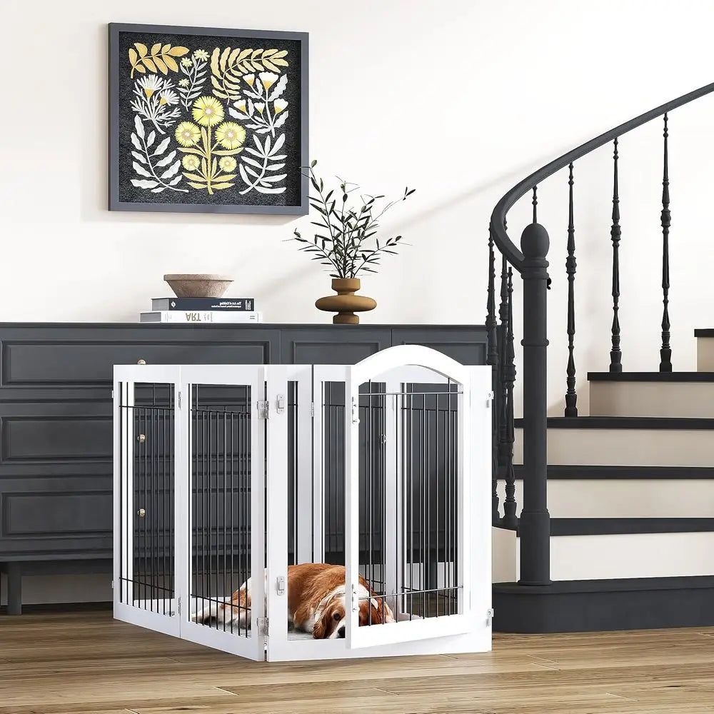 Six-Panel Freestanding Pet Gate for Doorways and Stairs