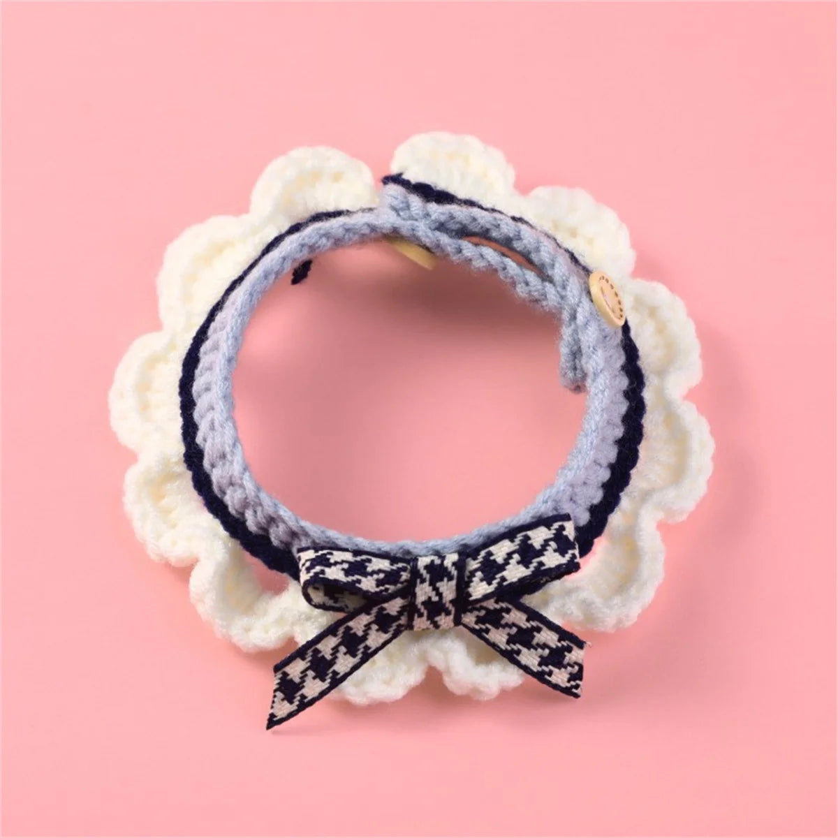 Decorative Bow Knot Knitted Pet Collar For Cats And Dogs
