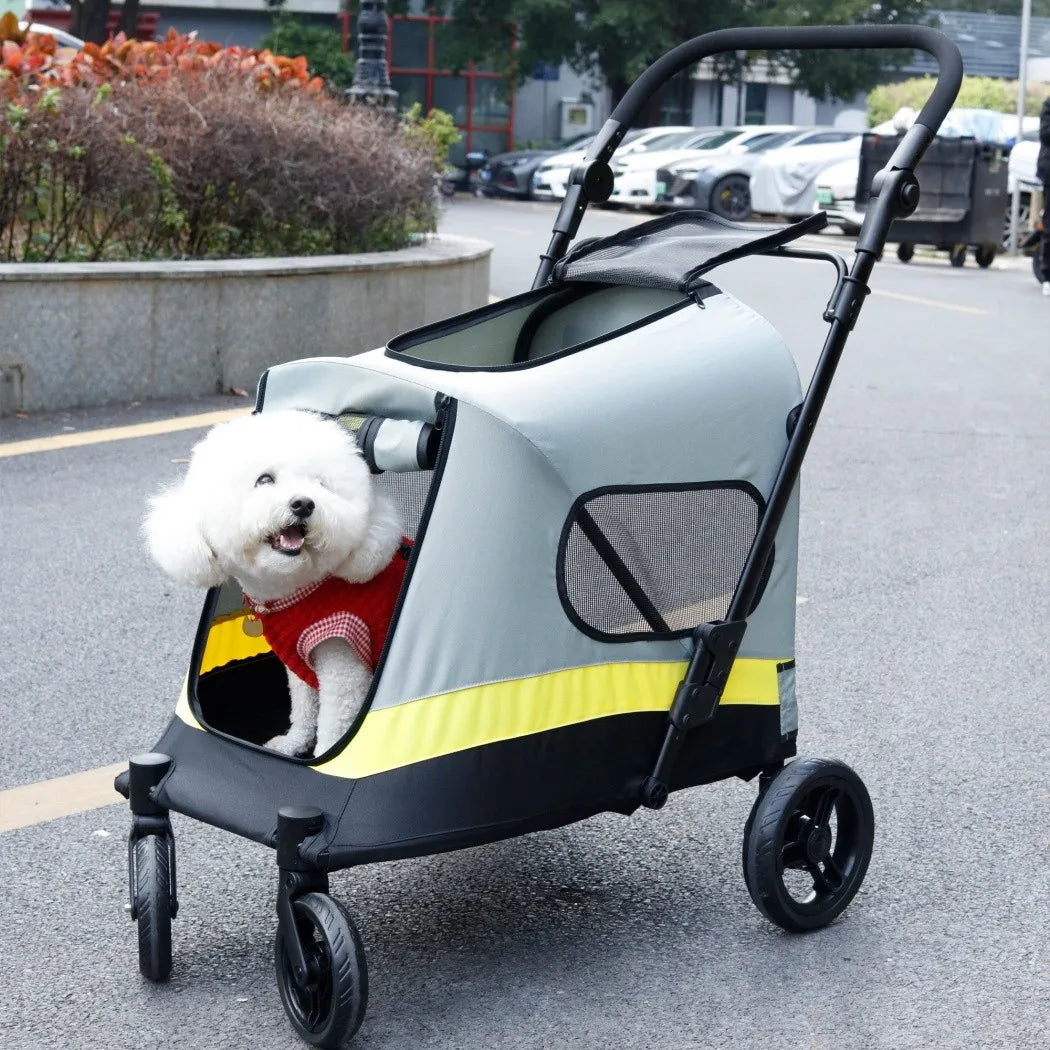 Portable Dog Stroller All Terrain Dual Entry Pet Wagon Cart