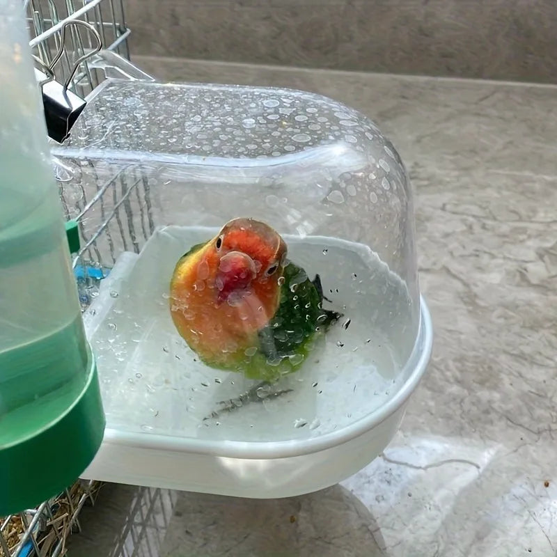 Transparent Bird Bath Tub With Easy Grip Handle Splash Proof