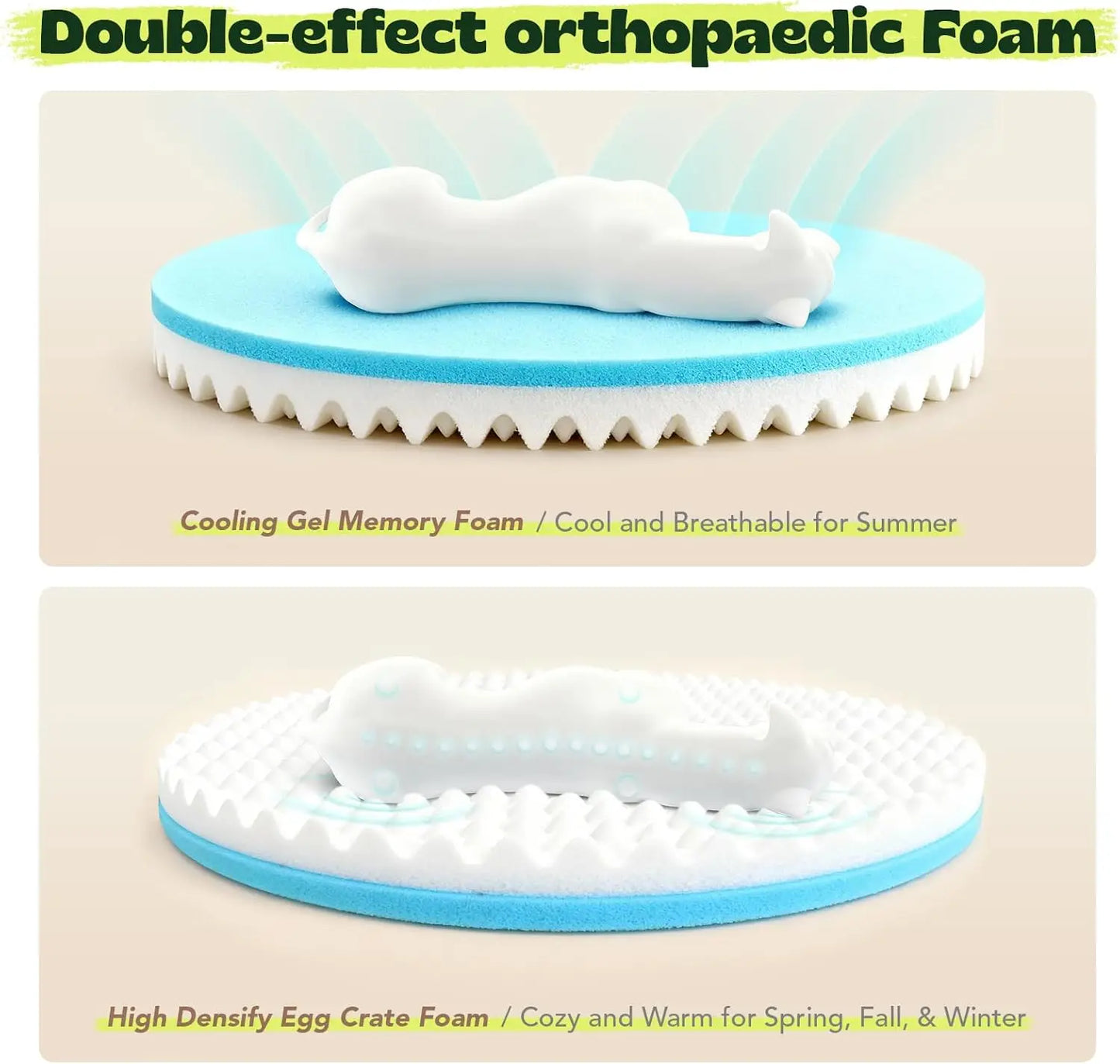 Orthopaedic Round Dog Bed With Removable Cover Calming Foam