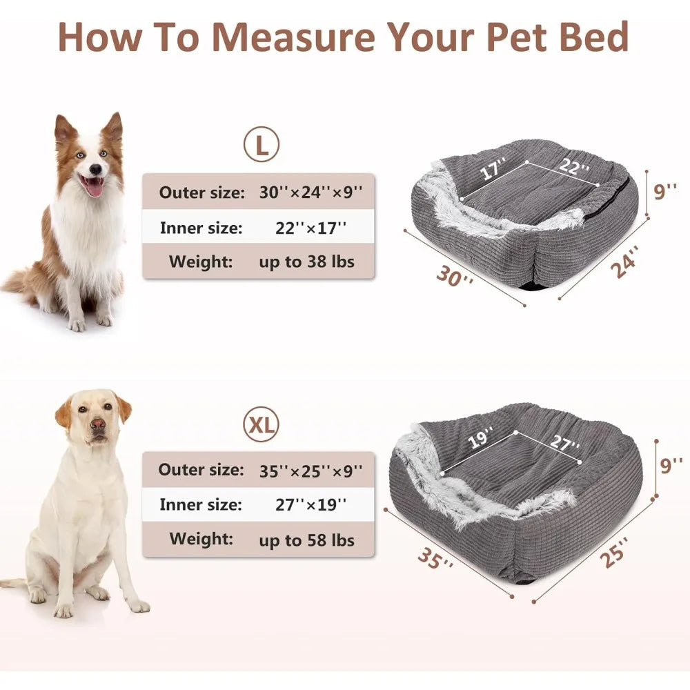 Rectangle Cave Hooded Dog Bed Orthopedic Pet Bed For Dogs