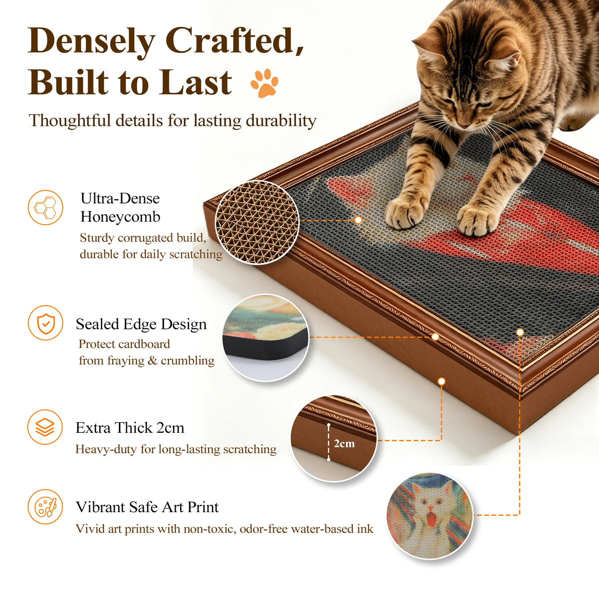 PAWZ Road Cardboard Cat Wall Scratcher Boards With Adhesive Strips