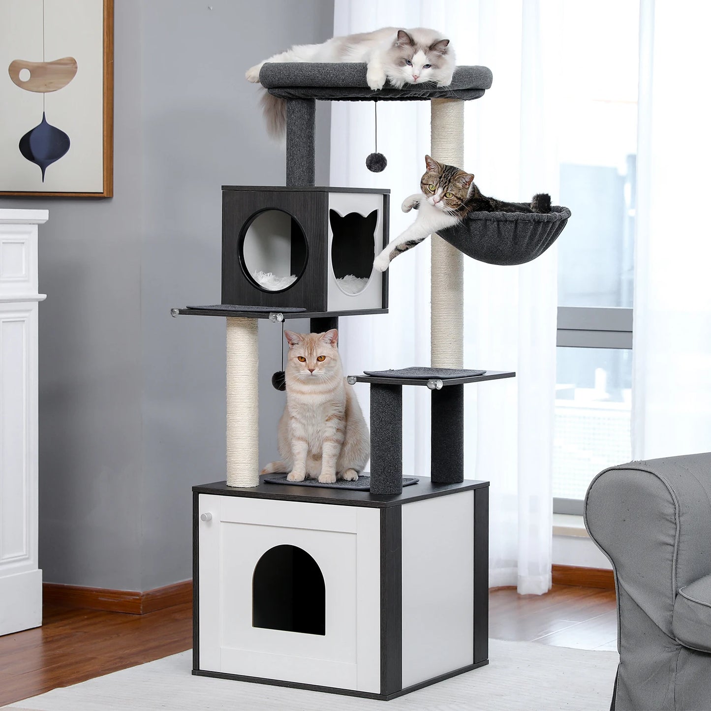 PAWZ Ro Multi Level Cat Tree With Scratching Posts Tower