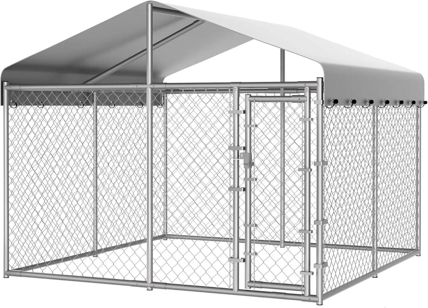 Outdoor Dog Kennel With Roof Galvanized Chain Link Enclosure