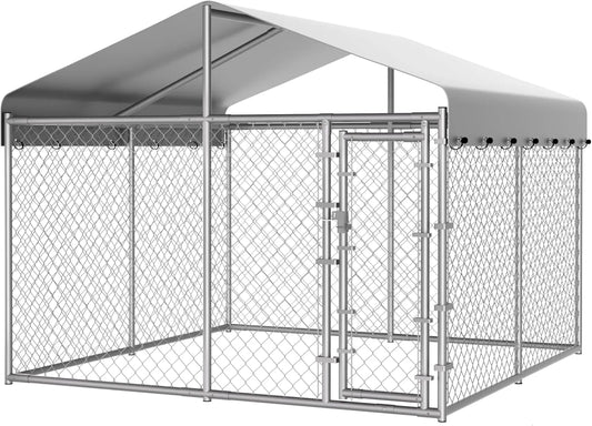 Outdoor Dog Kennel With Roof Galvanized Chain Link Enclosure