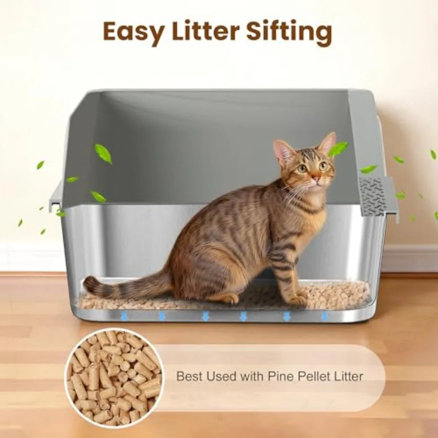 Sifting Litter Box For Pine Pellets With Sifter And Anti-Leakage