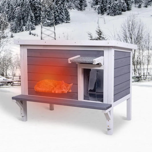 Weatherproof Wooden Feral Cat Shelter With Insulation And Escape Door