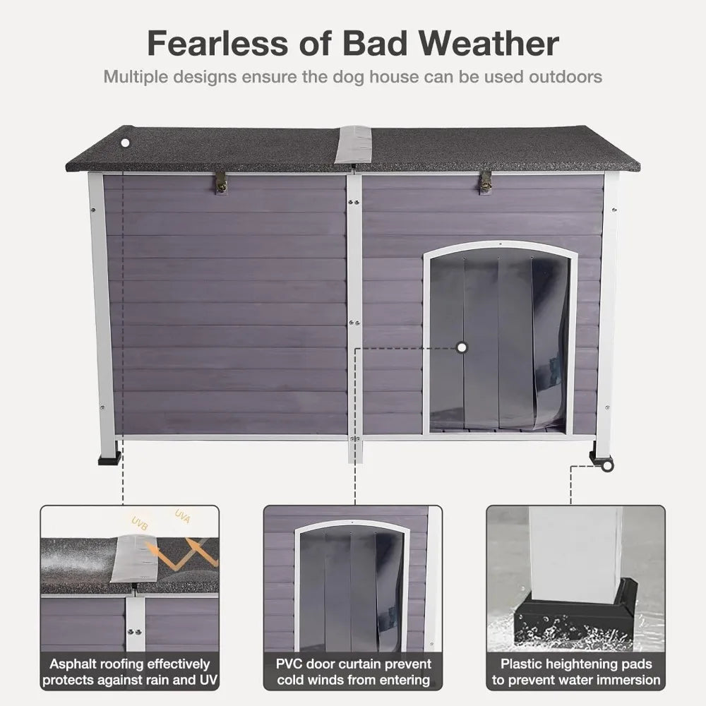 Outdoor Dog House With Insulated Liner And Waterproof Exterior