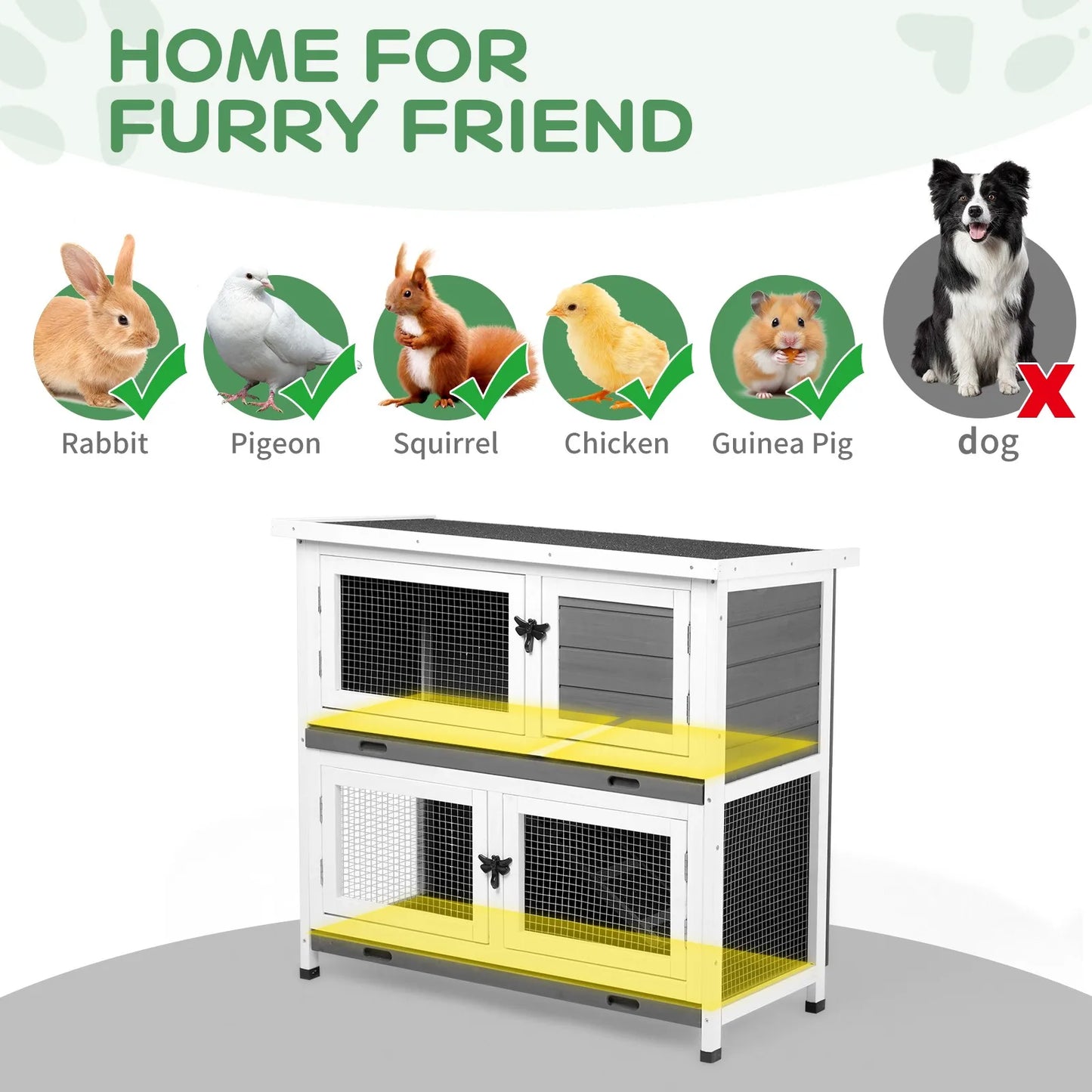 Wooden Rabbit Hutch and Chicken Coop With Removable Trays