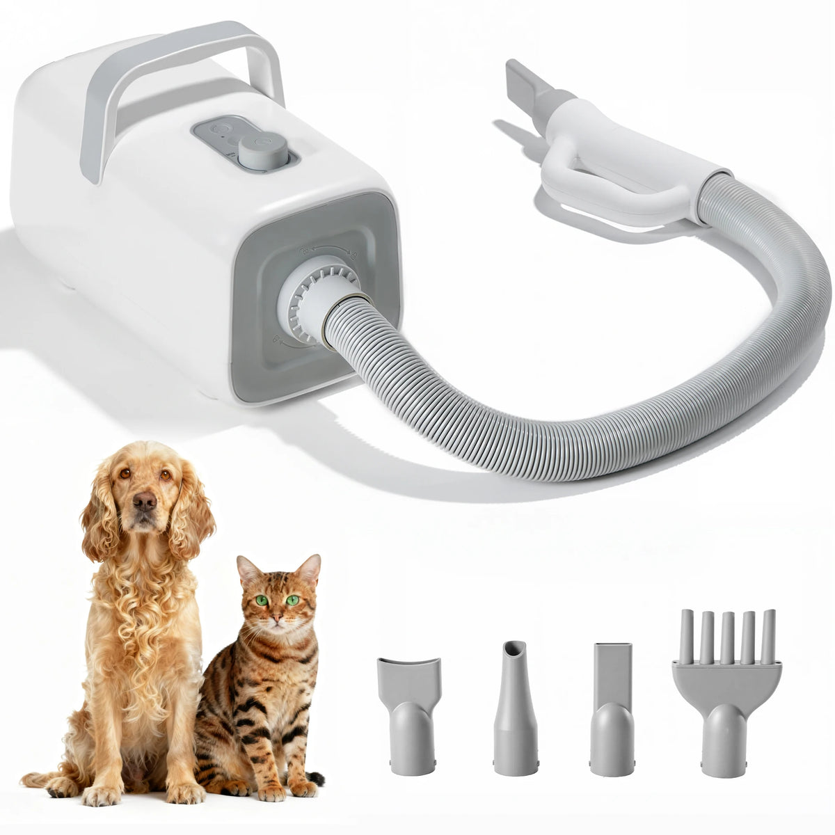 Quiet Dog Grooming Vacuum Dryer Kit With 4 Nozzles