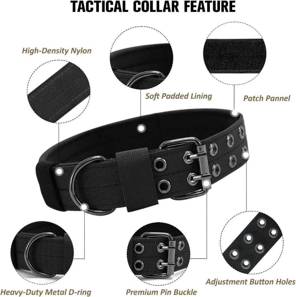 Military Grade Dog Collar With 1000D Nylon Adjustable Padded Buckle
