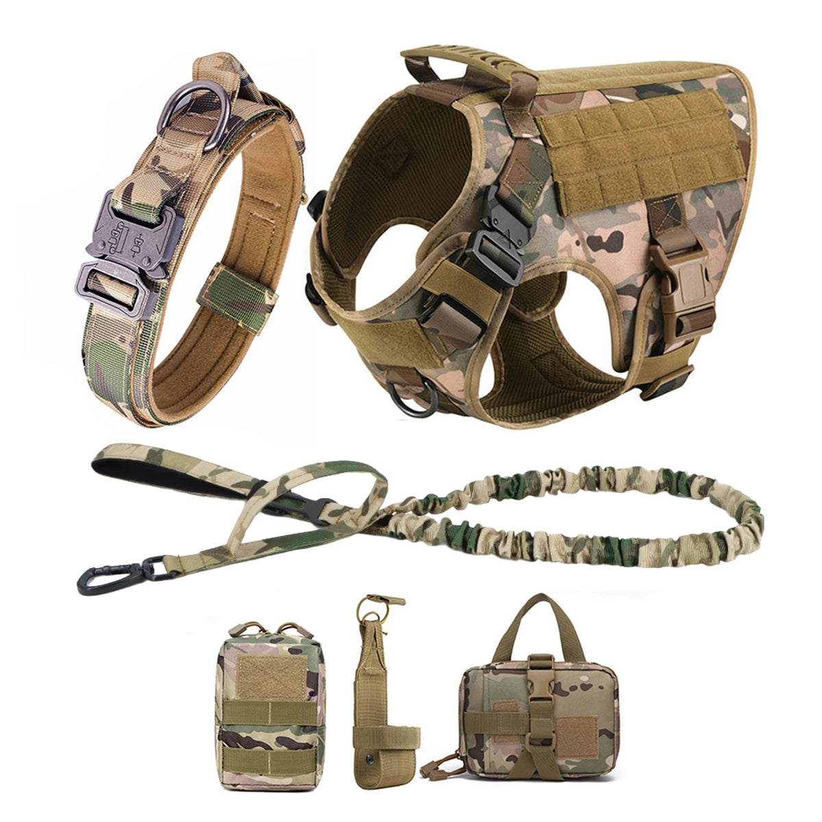 Adjustable Padded Nylon Tactical Dog Harness With Quick Release Buckle