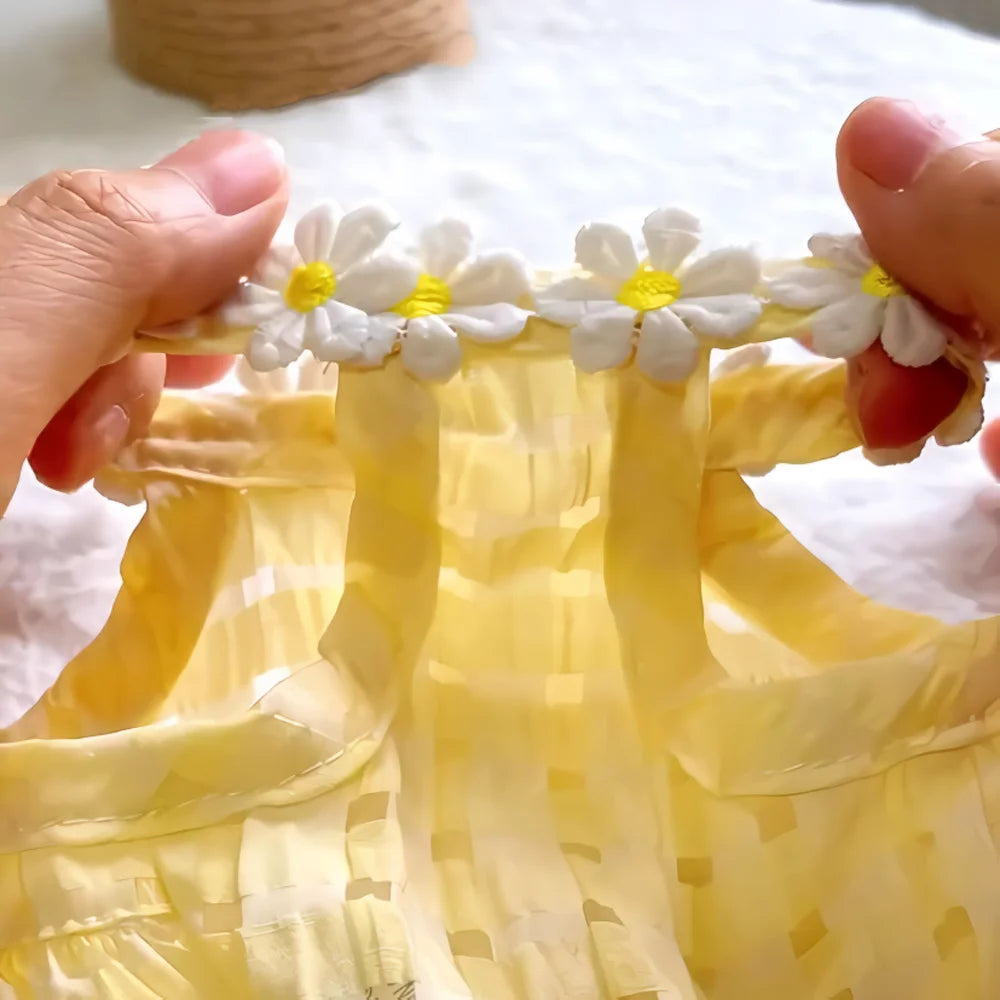 Breathable Floral Pet Skirt Dress With Wreath Collar