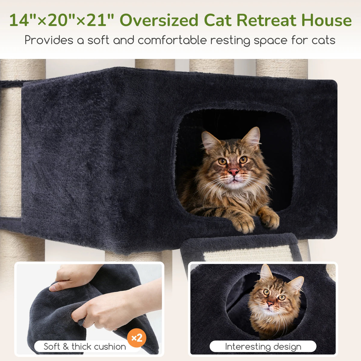 GLOBLAZER Cat Tree Condo With Hammocks And Sisal Scratching Posts