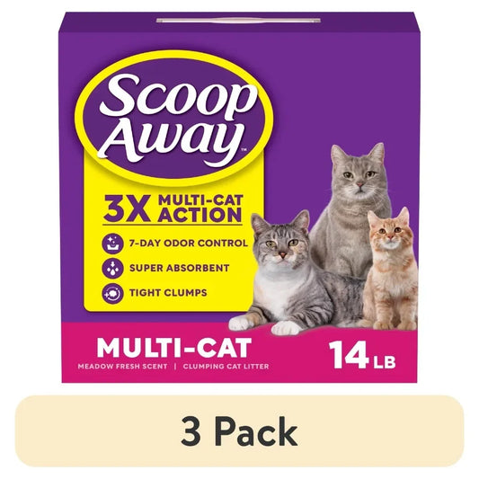 3 Pack Multi Cat Litter Meadow Fresh Scent Odor Control