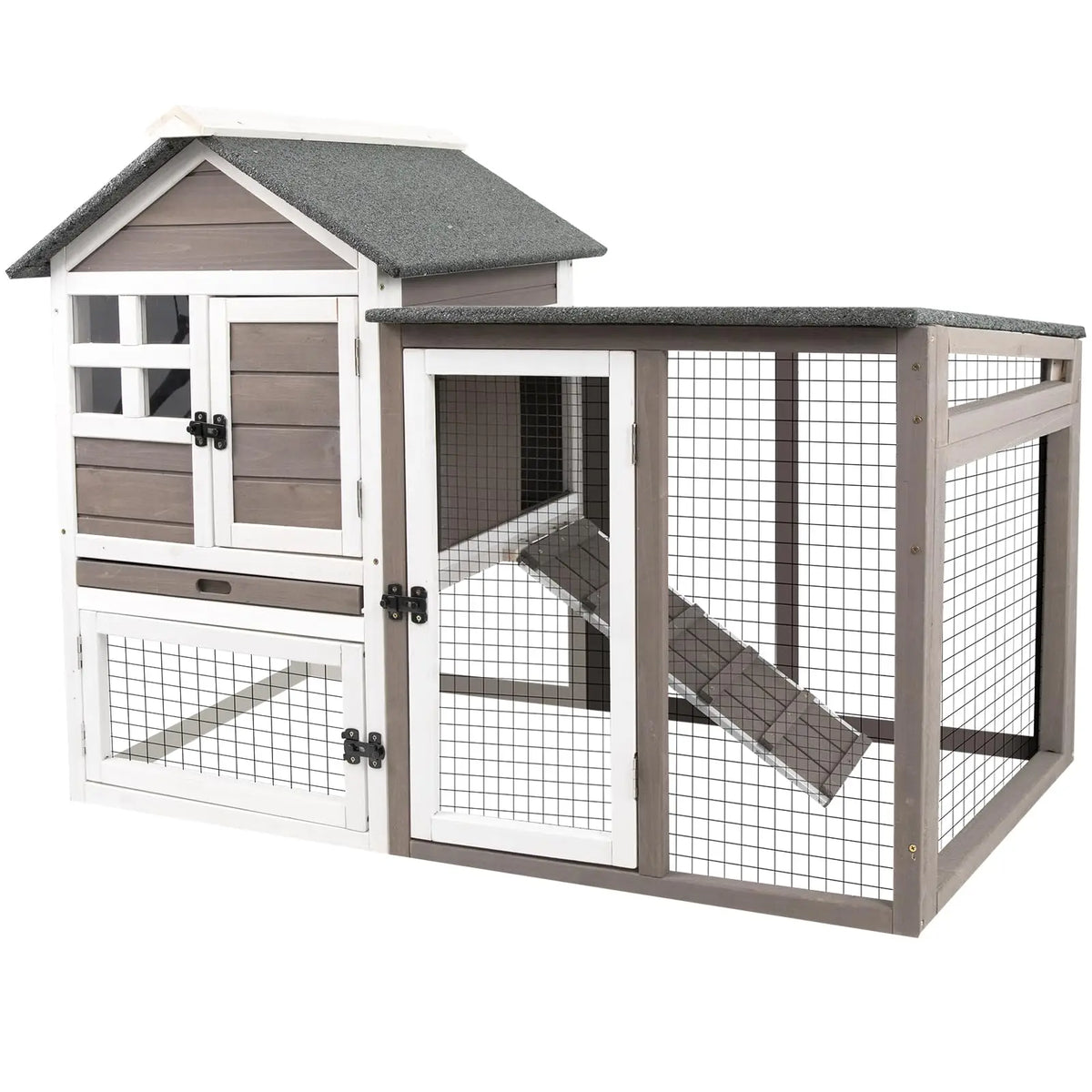 Indoor Outdoor Wooden Rabbit Hutch With Pull Out Cleaning Tray