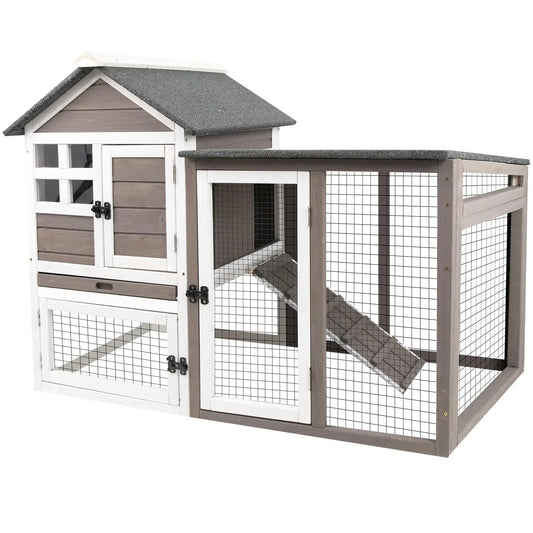 Indoor Outdoor Wooden Rabbit Hutch With Pull Out Cleaning Tray