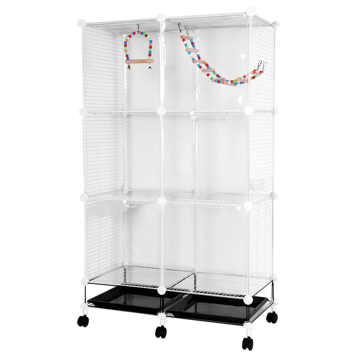 Multilevel Parrot Bird Cage With Rolling Stand And Removable Tray